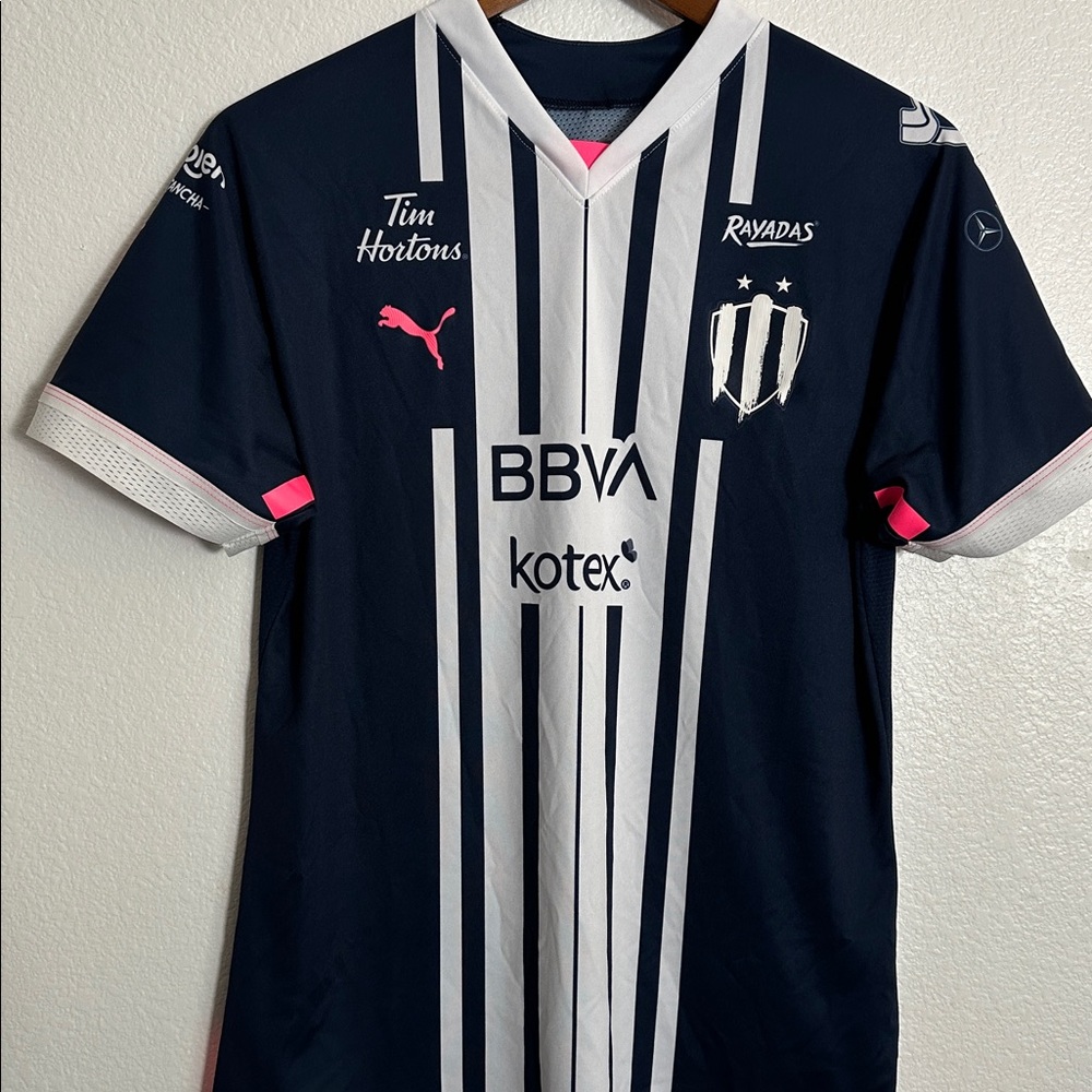 Puma Rayadas Navy and White Soccer Jersey